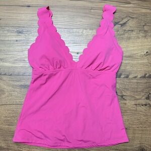 La Blanca Size 6 Petal Pusher Scalloped Fuchsia Tankini Swim Top Hot Pink